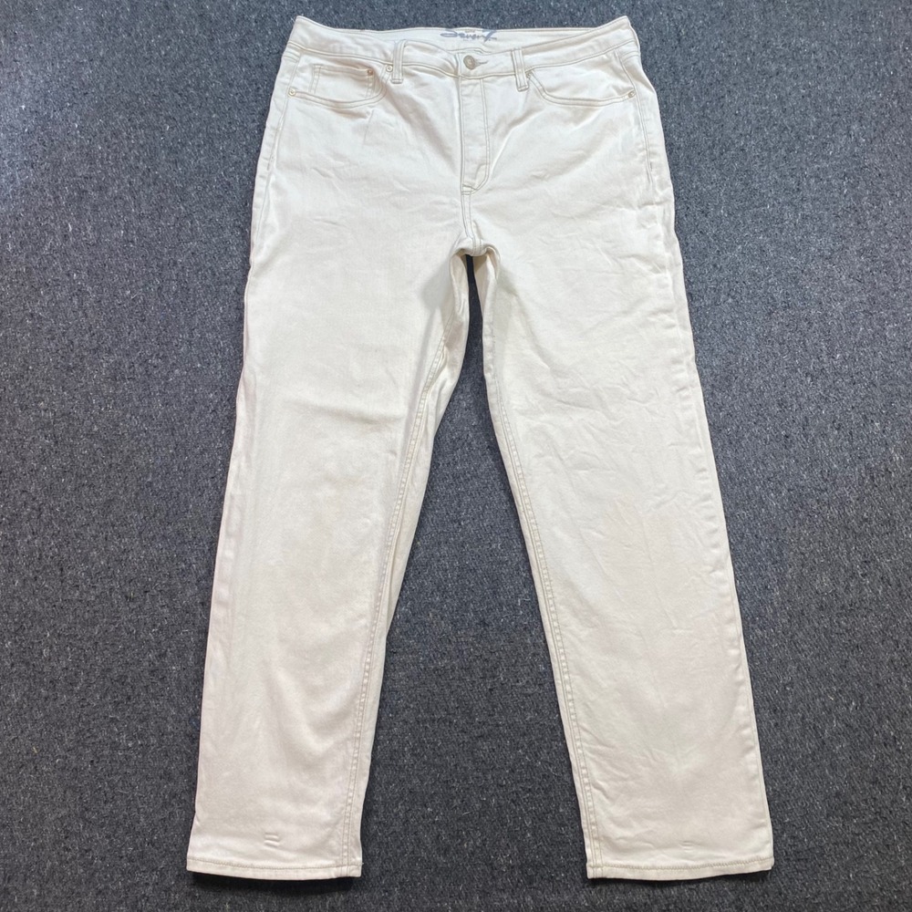 Seven7 Slim Straight Jean 14 Womens Cream Boho Minimalist High Rise Stretch Pant